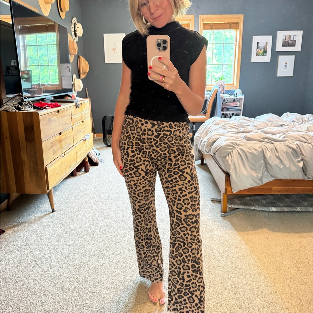 LOFT Leopard Print Wide Leg Pants - Picture 2 of 2